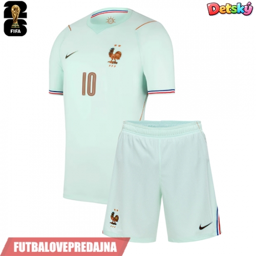 Lacne Dětský Futbalové dres Francúzsko Kylian Mbappe #10 MS 2026 Krátky Rukáv - Preč (+ trenírky)